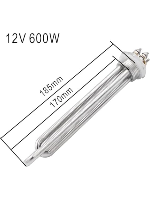 12V 600W Immersion Heater Submersible Water Heater Element Stainless Steel Heating Element with 1 Inch NPSM Fitting Double U Type - Image 3