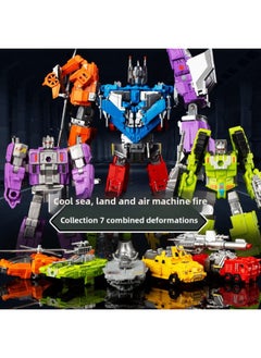 Generic Yuexing Sea, Land And Air Deformation Robot Seven-in-one Aircraft Tank King Kong Can Be Assembled With Children's Boy Toys-Color:(alloy Version) Cantonese Star Rescue Transformation Team 6-in-1 Robot [high-end Gift Box]  - Image 5