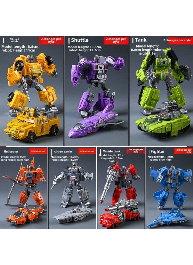 Generic - Yuexing Sea, Land And Air Deformation Robot Seven-in-one Aircraft Tank King Kong Can Be Assembled With Children's Boy Toys-Color:(alloy Version) Cantonese Star Rescue Transformation Team 6-in-1 Robot [high-end Gift Box] - Image 1