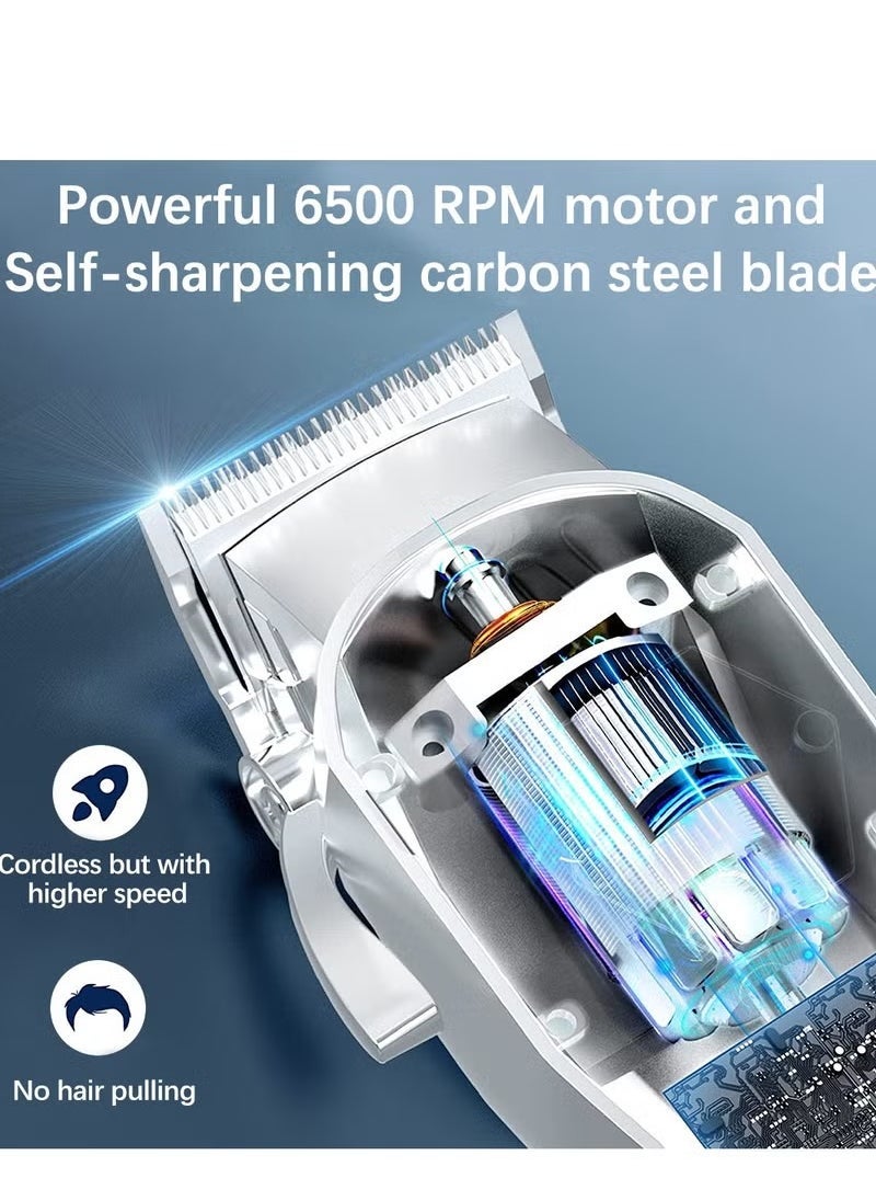 (فضي تيتانيوم) ماكينة تشذيب اللحية 1800 مللي أمبير في الساعة، ماكينة تشذيب شعر الرجال متعددة الوظائف، ماكينة قص شعر كهربائية مناسبة للشارب والجسم والأنف والأذن والوجه، ماكينة قص شعر قابلة لإعادة الشحن، ماكينة تشذيب دقيقة مقاومة للماء - Image 3