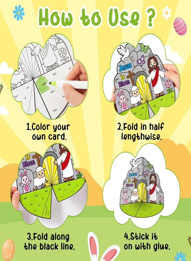 CY2SIDE Easter Jesus Resurrection Coloring Craft - 36PCS Color Your Own 3D Empty Tomb of Jesus Is Risen Scene Craft for Kid DIY Christian Easter Party Gift for Sunday School Classroom Home Fun Project - Image 3