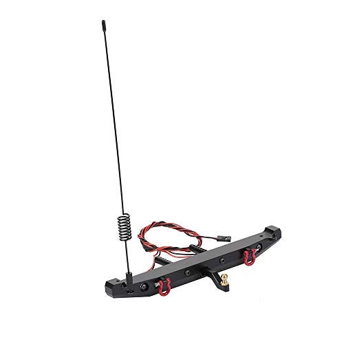 GoolRC جول آر سي سيارة التحكم عن بعد مصد خلفي معدني مع 2 ضوء LED هوائي خطاف ذيل لسيارة TRX-4 RC4WD Axial SCX10 - Image 3
