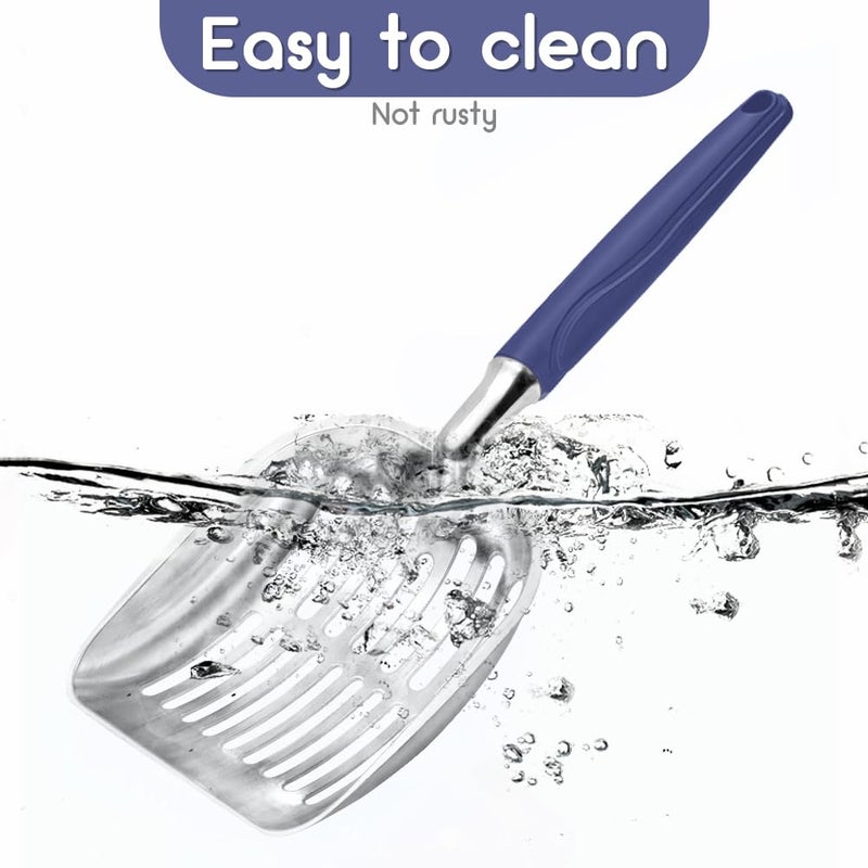 Showvigor Cat Litter Scoop, Metal Cat Scooper, Plastic Handle Scoop, Sifting Shovel of Christmasâ€“ Heavy Duty Aluminum Alloy Litter Box Scoop with Deep Mesh, Design for Easy Waste Removal and Cleaning(Dark Blue) - Image 5
