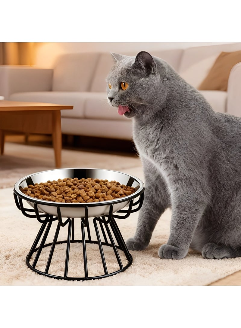 2PCS ارتفعت أوعية القط - 304 الفولاذ المقاوم للصدأ رفعت أطباق طعام القط مع موقف معدني ، تصميم صديق للويسكر ومكافحة القيء ، غسالة صحون آمنة - Image 1