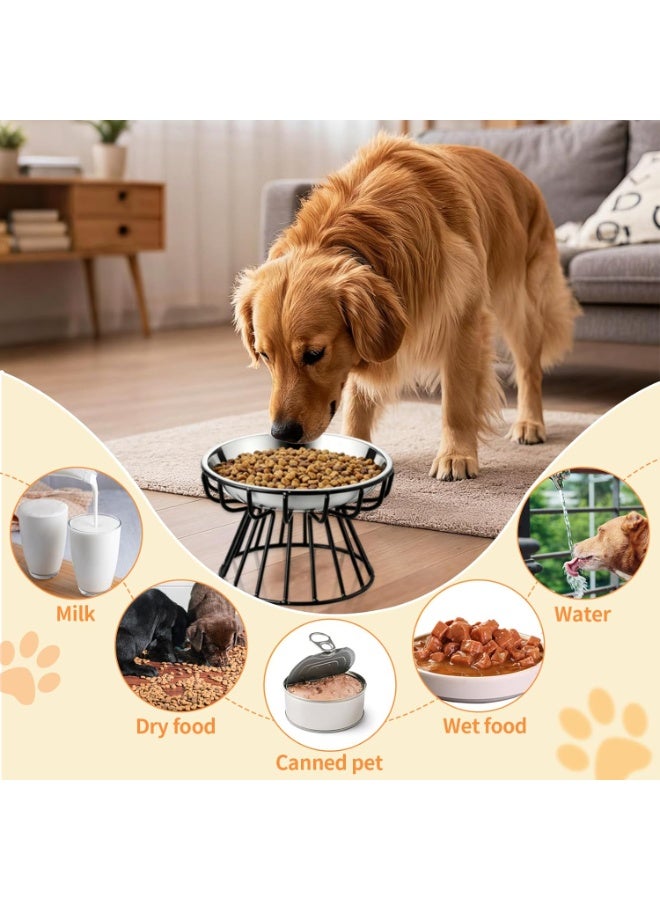 2PCS ارتفعت أوعية القط - 304 الفولاذ المقاوم للصدأ رفعت أطباق طعام القط مع موقف معدني ، تصميم صديق للويسكر ومكافحة القيء ، غسالة صحون آمنة - Image 4