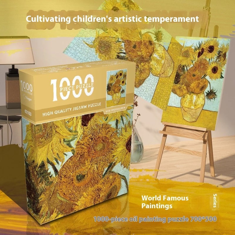 Bluejw World Famous Painting Paper Puzzle for Adults Kids 1000 Pieces Adult Decompression Puzzle Cartoon Toy for Cross-Border - Image 3