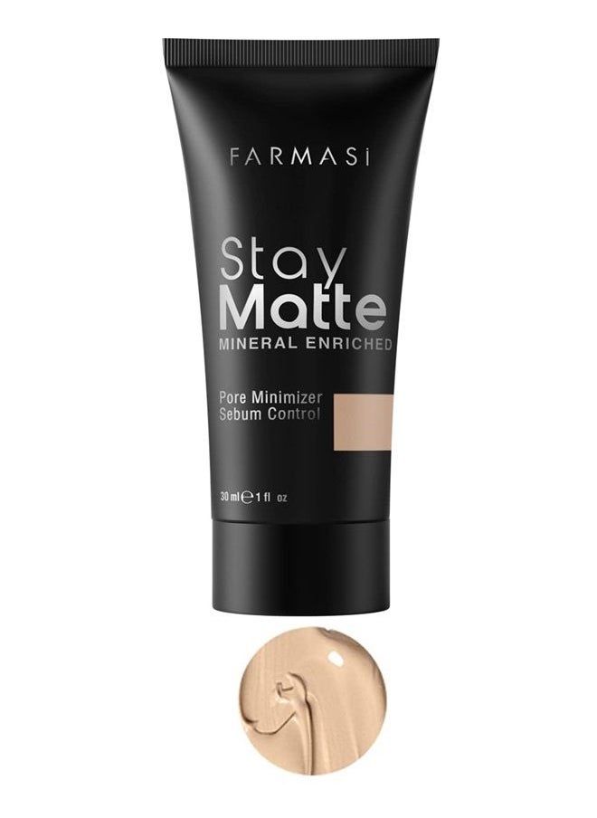 FARMASI - Stay Matte Foundation, Matte Finish Foundation for a Naturally Flawless Look, Poreless, Oil Free & Full Coverage Face Makeup, 1 fl. oz / 30 ml (Light Ivory) - Image 1