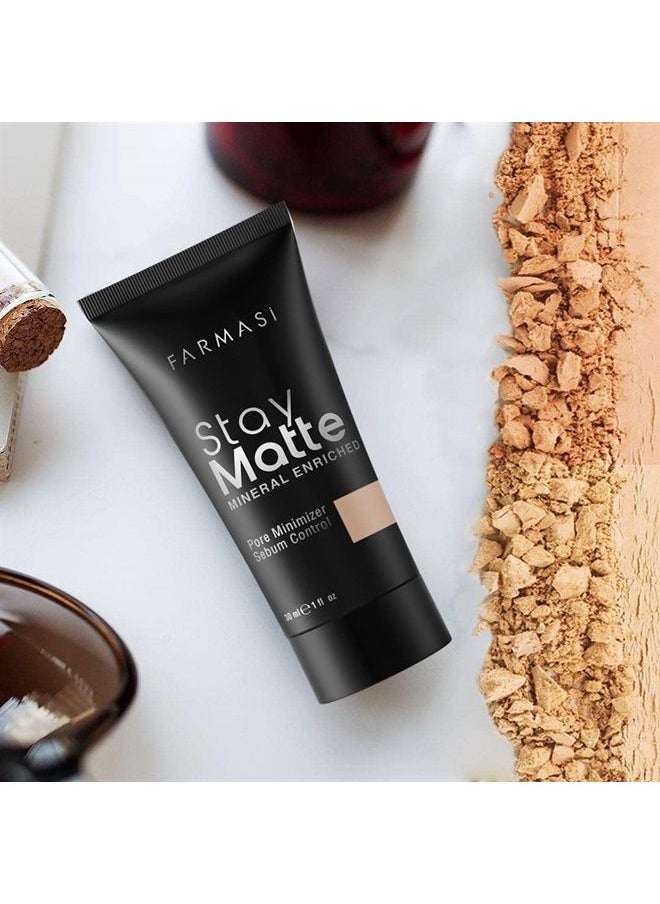 FARMASI - Stay Matte Foundation, Matte Finish Foundation for a Naturally Flawless Look, Poreless, Oil Free & Full Coverage Face Makeup, 1 fl. oz / 30 ml (Light Ivory) - Image 1