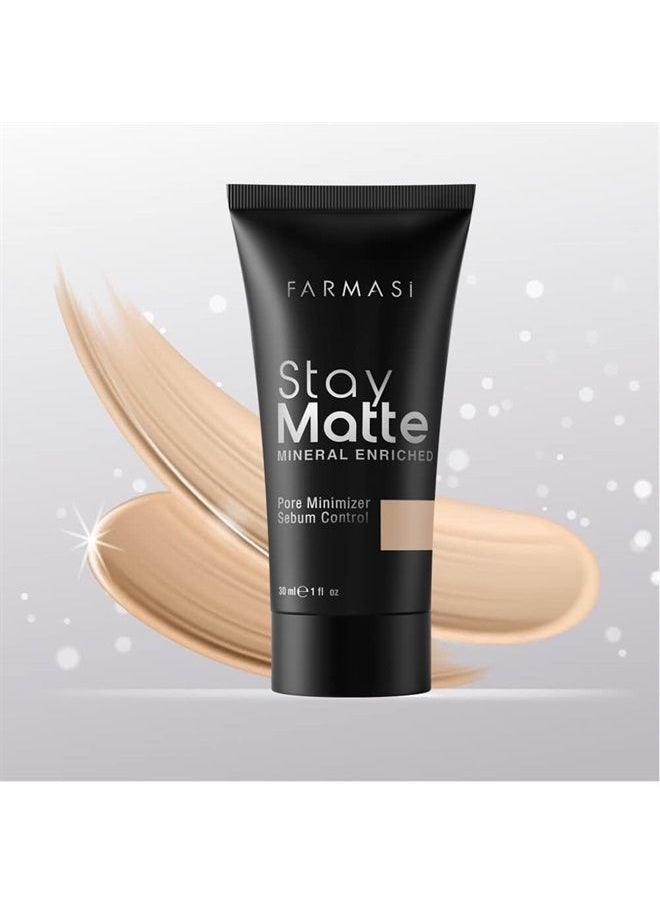FARMASI - Stay Matte Foundation, Matte Finish Foundation for a Naturally Flawless Look, Poreless, Oil Free & Full Coverage Face Makeup, 1 fl. oz / 30 ml (Light Ivory) - Image 1