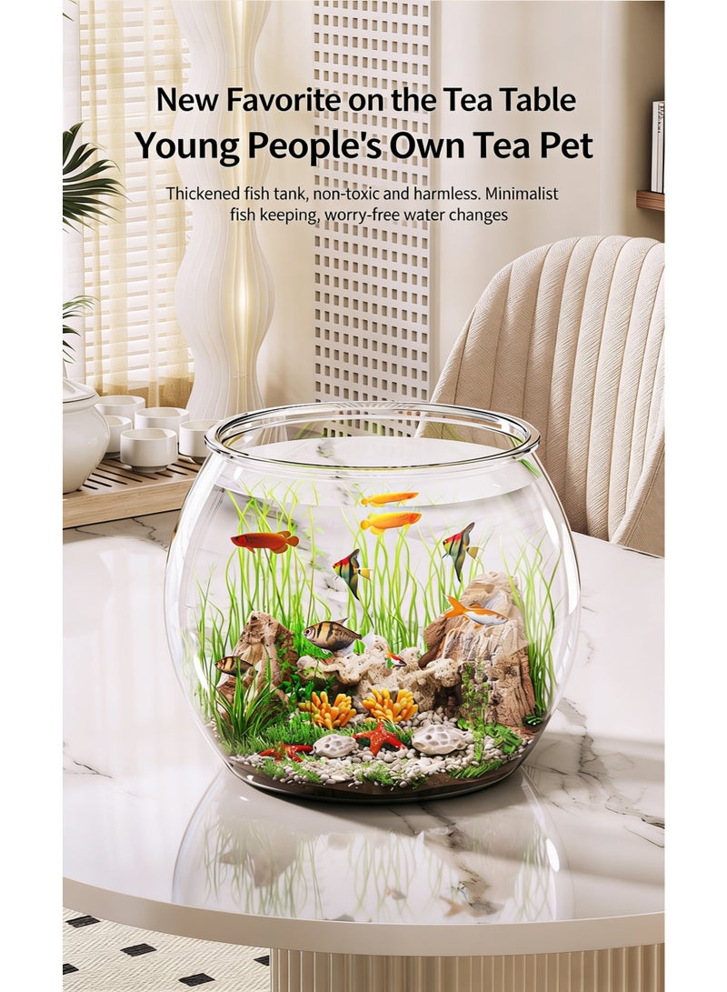 Clear PET Fish Bowl, Desktop Round Aquarium Tank, Integrated Molding, Shatter-Resistant, Ideal for Small Fish, Betta, Goldfish, Home & Office Decor - Image 4