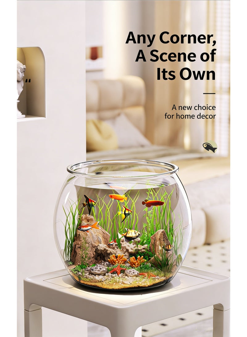 Clear PET Fish Bowl, Desktop Round Aquarium Tank, Integrated Molding, Shatter-Resistant, Ideal for Small Fish, Betta, Goldfish, Home & Office Decor - Image 1