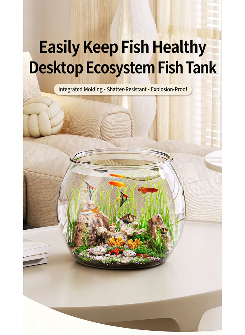 Clear PET Fish Bowl, Desktop Round Aquarium Tank, Integrated Molding, Shatter-Resistant, Ideal for Small Fish, Betta, Goldfish, Home & Office Decor - Image 3