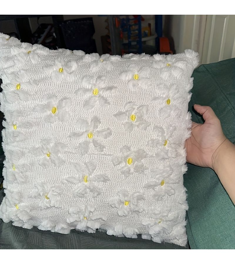 Set Of 2 Farmhouse 18x18 Pillow Covers With Yellow Daisy Flowers - Image 2