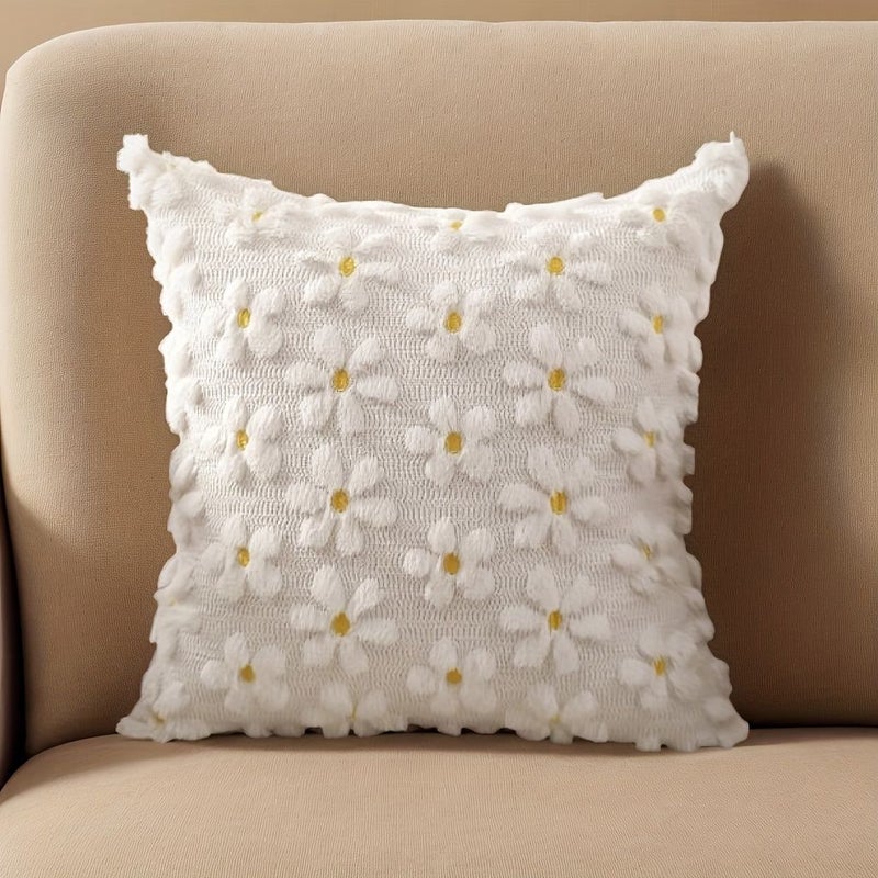 Set Of 2 Farmhouse 18x18 Pillow Covers With Yellow Daisy Flowers - Image 1