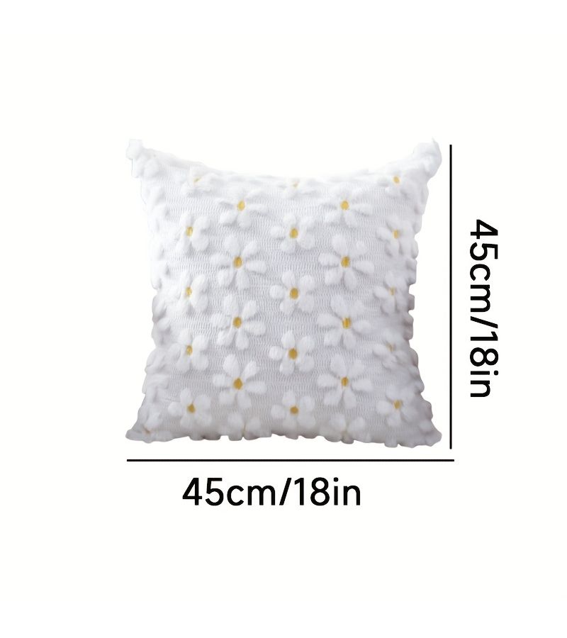 Set Of 2 Farmhouse 18x18 Pillow Covers With Yellow Daisy Flowers - Image 3
