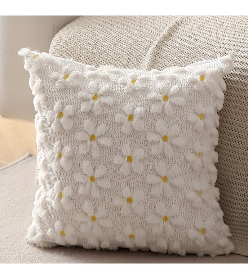 Set Of 2 Farmhouse 18x18 Pillow Covers With Yellow Daisy Flowers - Image 5