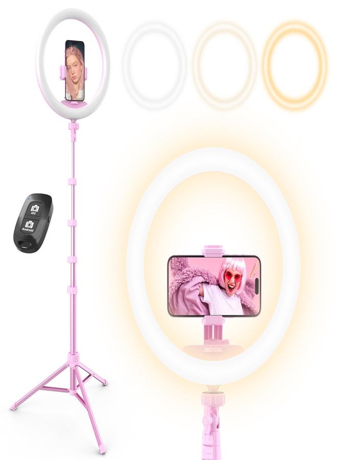 UBeesize 12'' Ring Light with 62'' Tripod-Pink - Image 1
