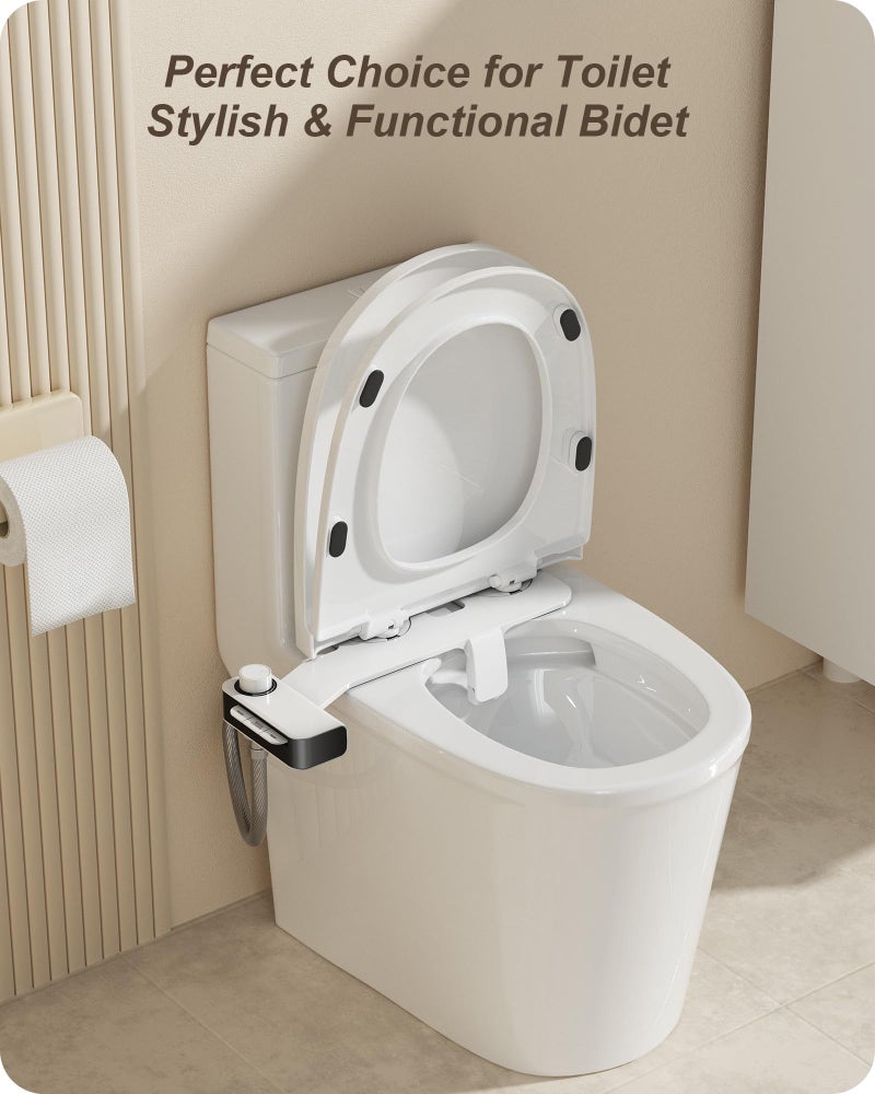 Hinmood Ultra-Slim Bidet Attachment for Toilet Dual Nozzles Feminine & Rear Wash Bidet Toilet Seat Attachment Non Electric Self Cleaning Adjustable Water Pressure, Rear Wash (KB001) - Image 2