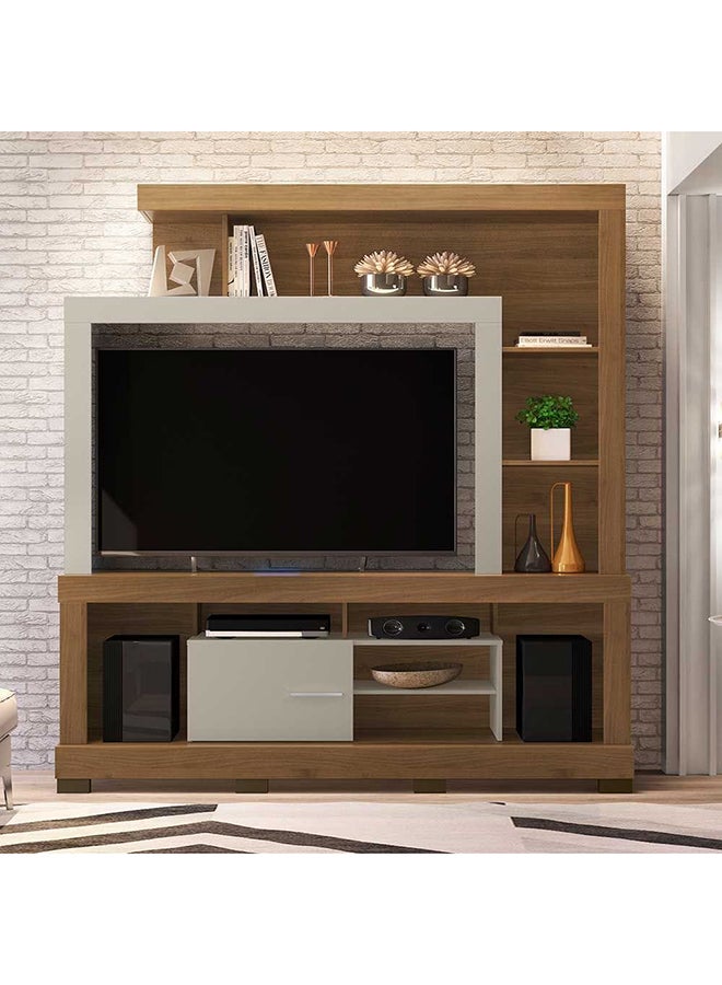 DANUBE HOME Ipanema TV Cabinet مركز الترفيه الترفيه التصميم الحديث وحدة الحائط الأثاث حامل تلفزيون خشبي لغرفة المعيشة غرفة نوم رف التلفزيون L 180 × العرض 187 × الارتفاع 40 سم اللوز / أوف وايت - Image 1