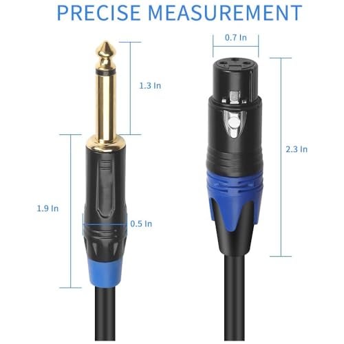 Imaginea XLR Female to 6.35mm (1/4 Inch) TS Jack 3PIN Female Cord Wire Microphone Cable for Party Speaker/Amplifier/Keyboard Guitar Cable (Pack of 6, 15 Meter) - Image 2