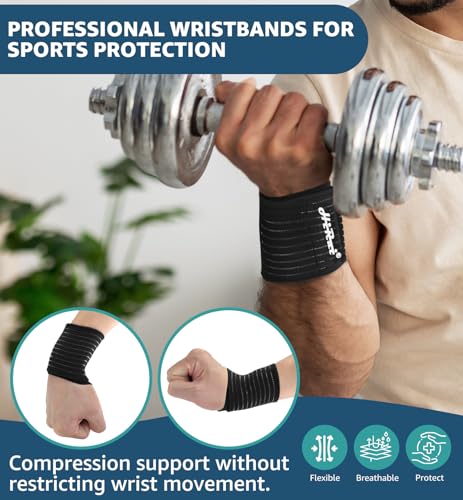 HiRui 2-Pack High-Elastic Wrist Support Straps Wrist Compression Bandage - Wrist Wraps Wristbands for Carpal Tunnel Arthritis Tendonitis Weightlifting Tennis Basketball - Breathable Soft (Black) - Image 2