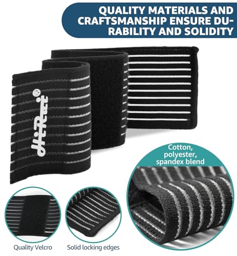 HiRui 2-Pack High-Elastic Wrist Support Straps Wrist Compression Bandage - Wrist Wraps Wristbands for Carpal Tunnel Arthritis Tendonitis Weightlifting Tennis Basketball - Breathable Soft (Black) - Image 4