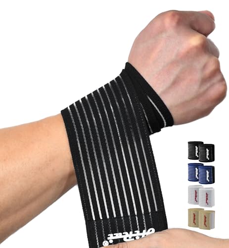 HiRui 2-Pack High-Elastic Wrist Support Straps Wrist Compression Bandage - Wrist Wraps Wristbands for Carpal Tunnel Arthritis Tendonitis Weightlifting Tennis Basketball - Breathable Soft (Black) - Image 1
