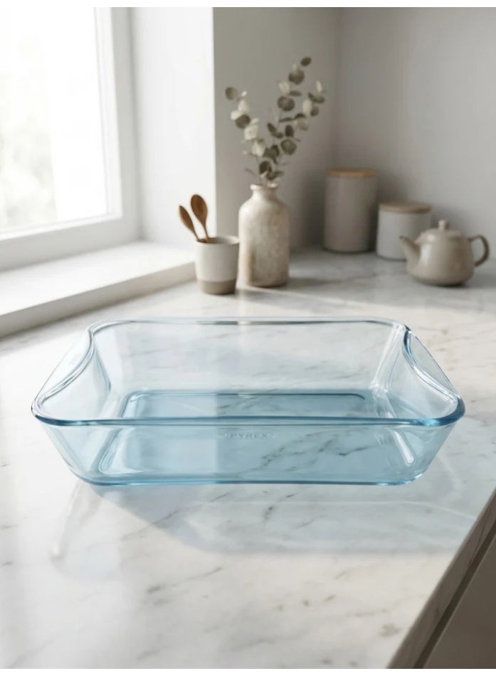 هوم برو صينية فرن زجاجية بايركس (Pyrex) مستطيلة بتصميم موجي 36 سم / وعاء تقديم وتحمير مقاوم للحرارة، صنع في تركيا - Image 3