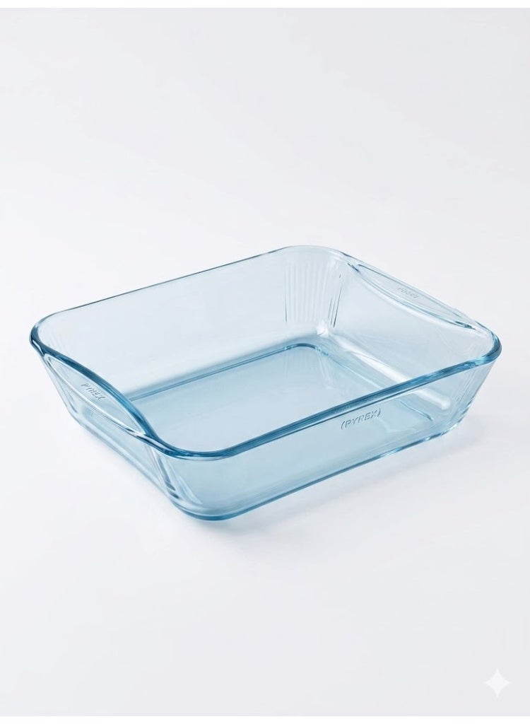 هوم برو صينية فرن زجاجية بايركس (Pyrex) مستطيلة بتصميم موجي 36 سم / وعاء تقديم وتحمير مقاوم للحرارة، صنع في تركيا - Image 1