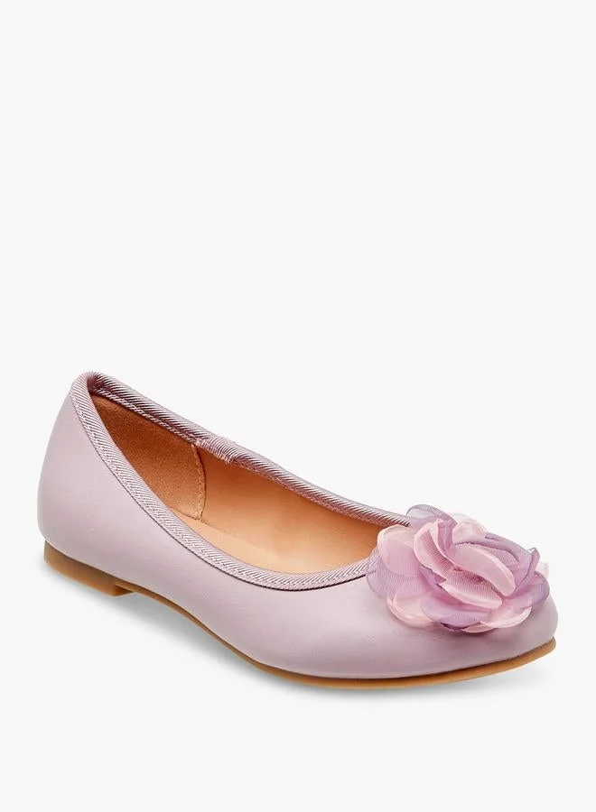 ليتل ميسي Floral Accent Slip-On Ballerina Shoes