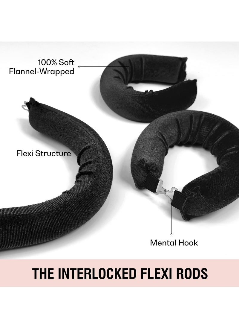 SYOSI Heatless Hair Curler with Flexi Rods and Hook, Heatless Curling Rod for All Hair Types, Comfortable No-Heat Curlers to Sleep In, Overnight Blowout Curls, Black  - Image 2