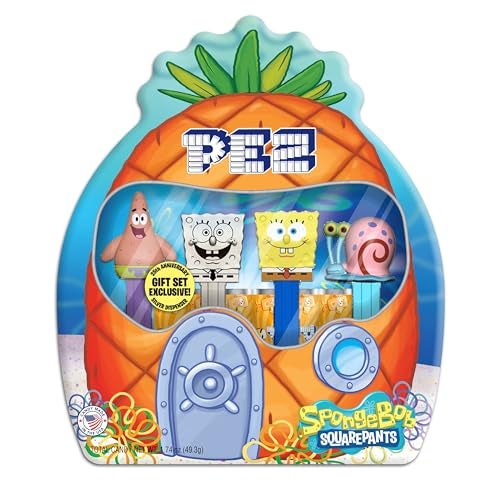 PEZ Spongebob Gift Set Four Dispensers and Six Candy Refills in Collectible Tin - Image 1