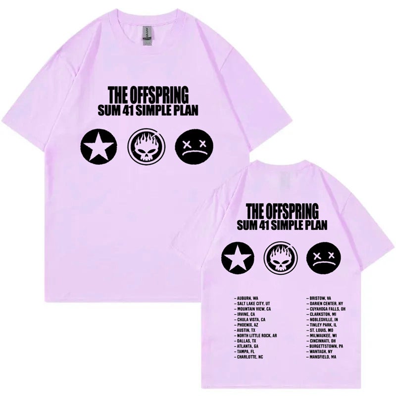 Punk Band The Offspring Sum 41 Simple Plan Tour Print T-Shirt - Image 5