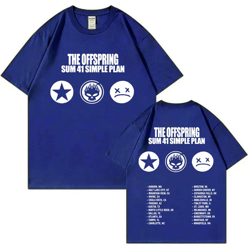 Punk Band The Offspring Sum 41 Simple Plan Tour Print T-Shirt - Image 1