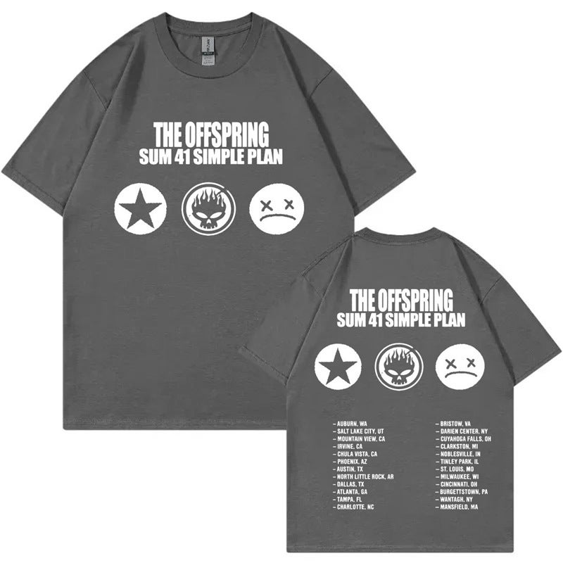 Punk Band The Offspring Sum 41 Simple Plan Tour Print T-Shirt - Image 4