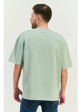 Algspar Men Crew Neck Short Sleeves Brand Logo T-Shirt, Sage  - Image 3
