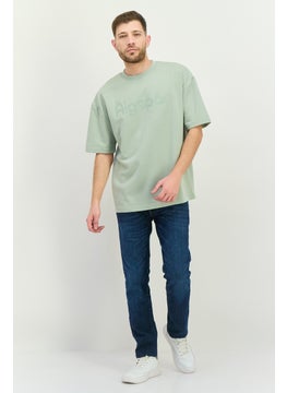 Algspar Men Crew Neck Short Sleeves Brand Logo T-Shirt, Sage  - Image 4