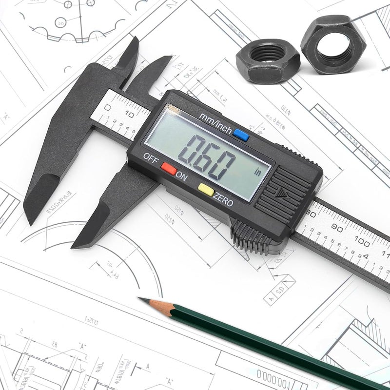 Vizbrite Electronic Digital Caliper, Plastic Vernier Caliper, Caliper Measuring Tool with Inch/Millimeter Conversion, Extra Large LCD Screen, 0-6 Inch/0-150 mm, Auto Off Featured Micrometer Ruler - Image 3