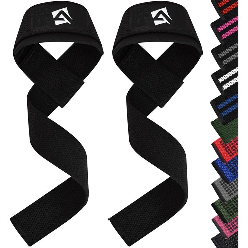 AQF Lifting Wrist Straps for Weightlifting, Powerlifting & Deadlifts â€“ 23â€ Neoprene Padded Cotton Straps for Strength Training & Gym Workouts - Maximum Grip Support for Men & Women - Image 1