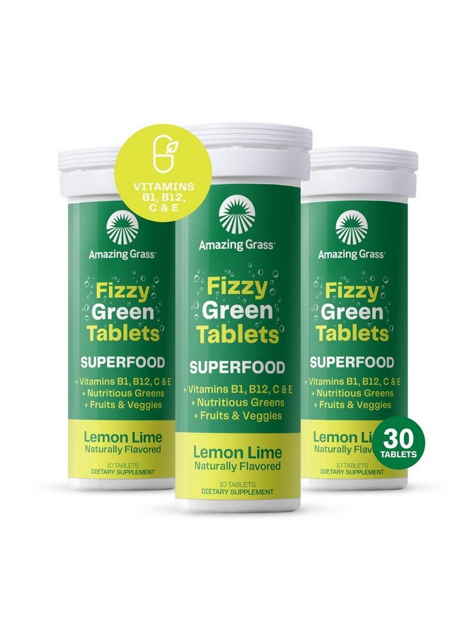 Amazing Grass - Fizzy Green Tablets Superfood: Green Superfood Water Flavoring Tablet With Antioxidants & Alkalizing Greens Lemon Lime 10 Count (Pack Of 3) - Image 1