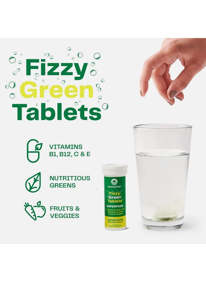 Amazing Grass - Fizzy Green Tablets Superfood: Green Superfood Water Flavoring Tablet With Antioxidants & Alkalizing Greens Lemon Lime 10 Count (Pack Of 3) - Image 1