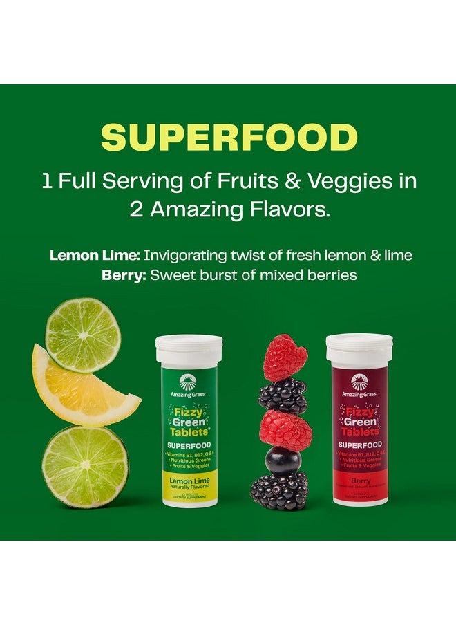 Amazing Grass - Fizzy Green Tablets Superfood: Green Superfood Water Flavoring Tablet With Antioxidants & Alkalizing Greens Lemon Lime 10 Count (Pack Of 3) - Image 1