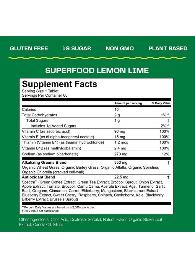Amazing Grass - Fizzy Green Tablets Superfood: Green Superfood Water Flavoring Tablet With Antioxidants & Alkalizing Greens Lemon Lime 10 Count (Pack Of 3) - Image 1