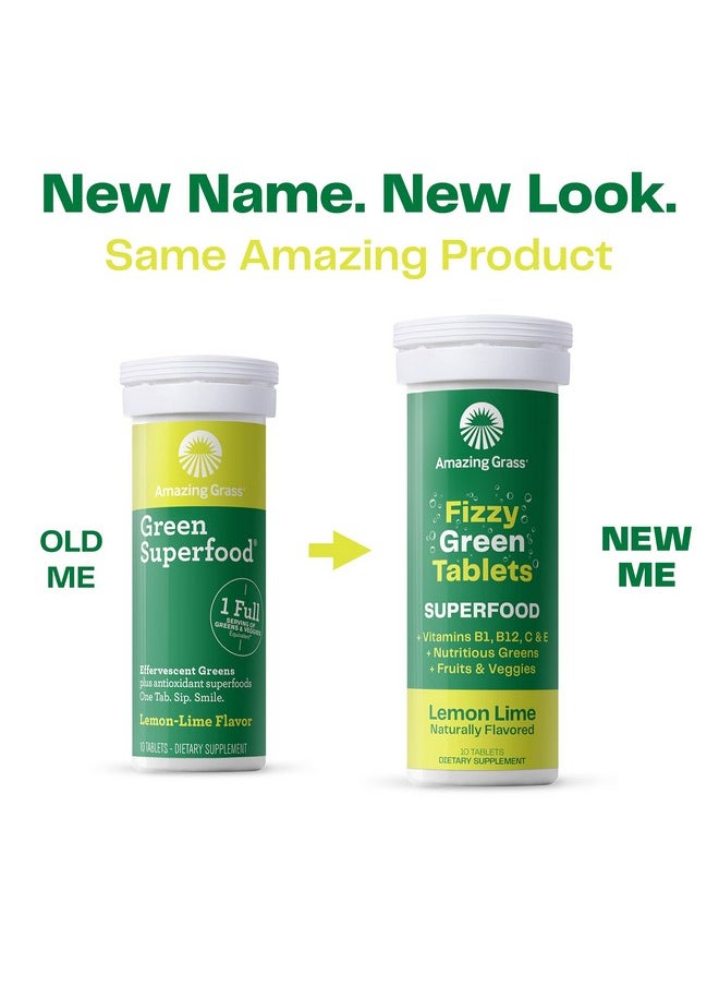 Amazing Grass - Fizzy Green Tablets Superfood: Green Superfood Water Flavoring Tablet With Antioxidants & Alkalizing Greens Lemon Lime 10 Count (Pack Of 3) - Image 1