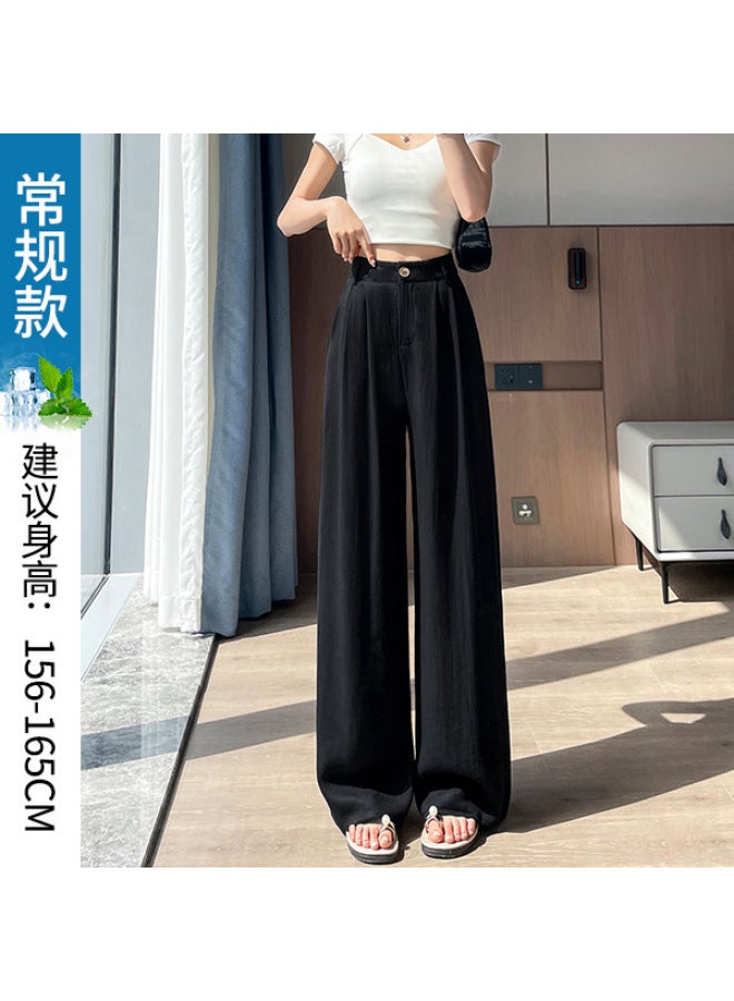 Ice Silk Cotton Linen Suit Wide-leg Pants For Women, Summer Thin Linen Pants, High-waisted Loose Drape Casual Straight-leg Yamamoto Pants