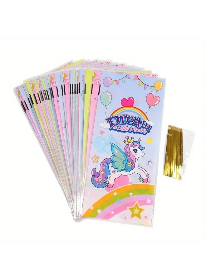 50pcs Unicorn Cellophane Cartoon Gift Candy Bags – 4 Assorted Designs, Flat Pocket Style for Baking, Snacks & Biscuit Packaging - Image 3