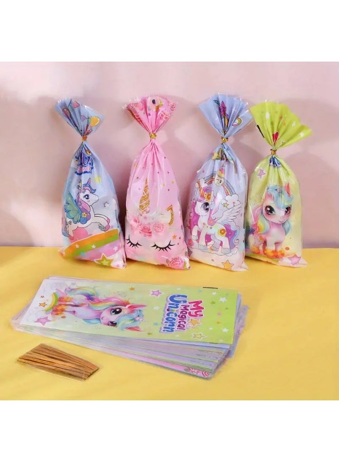50pcs Unicorn Cellophane Cartoon Gift Candy Bags – 4 Assorted Designs, Flat Pocket Style for Baking, Snacks & Biscuit Packaging - Image 4
