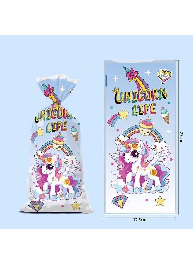 50pcs Unicorn Cellophane Cartoon Gift Candy Bags – 4 Assorted Designs, Flat Pocket Style for Baking, Snacks & Biscuit Packaging - Image 5