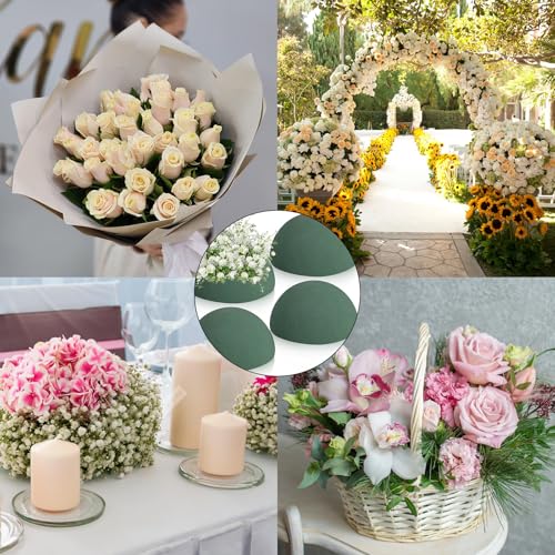 LOKIPA Floral Foam Round, 4 Pack Floral Dry Foam Half Ball for Artificial Plant Floral Arrangement and Wedding and Garden Decorations(5.51x2.76inch) - Image 4