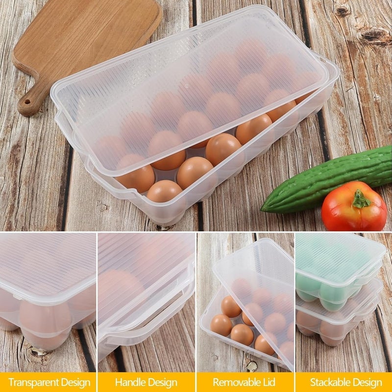 ZONKU INDIA Egg Tray Egg Holder Eggs Slots Storage Box with Lid Clear - Image 2